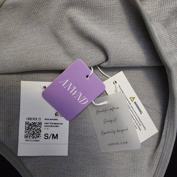 ANWND light gray ribbed bodysuit from Forever 21. Size S/M - Picture 7 of 8